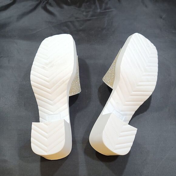 BRAND NEW TRUE RELIGION EMBELLISHMENTS BLOCK HEEL MULE  OPEN GLITTER SAN… - Picture 11 of 13